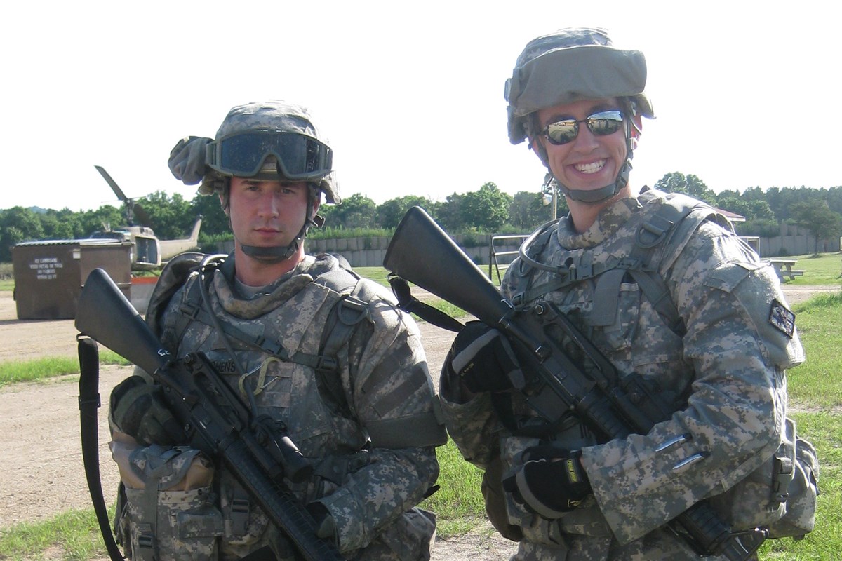Doug, a U.S. Army Veteran, pictured with a roommate from his tour in Iraq
